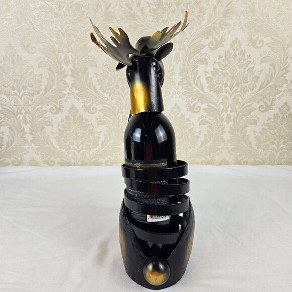 Metal Moose Wine Bottle Holder Steward Butler Free Standing Novelty Gift Humor - Picture 5 of 14